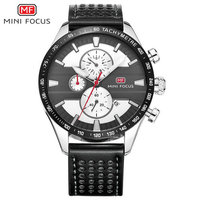 Montre chronographe sport pour homme, boîtier en or rose, bracelet en cuir bleu, affichage de la date, montre-bracelet à quartz pour cadeau