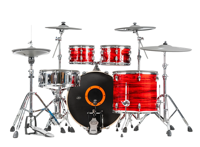 Kit de batterie électronique de luxe à double niveau UNLOCK Red Lightning Series avec toms 10/12/14/16/22 pouces et percussions 14/16/17/20 pouces