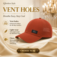 Casquette de golf personnalisée à perforations laser en forme de goutte d'eau, respirante, séchage rapide, 6 panneaux, pour l'entraînement au golf