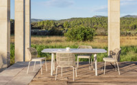 Ensemble de salle à manger moderne avec cadre en aluminium et corde à tisser chaises de jardin sans rouille avec ensemble de table