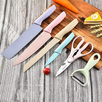 Ensemble de couteaux de cuisine en acier inoxydable 6 pièces avec ciseaux et éplucheur - Accessoires de cuisine écologiques - Vente chaude 2023