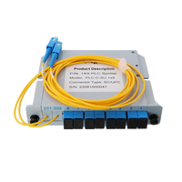 Peralatan FTTH 1*9 1:9 1 ke 9 Hybrid Cassette PLC Splitter SC APC Input dan 70%:30% Output dengan Pigtail Optical Splitter 1,5m