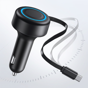 Super Fast <b>Adapter</b> Cigarette Lighter 60W Retractable Car Charger <b>USB</b>-<b>C</b> Cable – Fast Charging simple black retractable car charge - Product Image 2