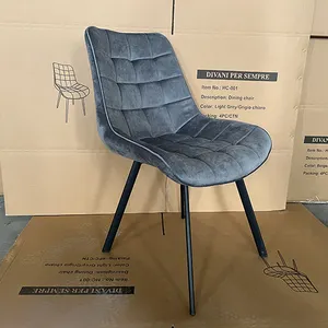 Big Discount Haosi Factory Price Blue Barcelona Restaurant Chair Modern Fabric Dining Chair Velvet For Dining Room