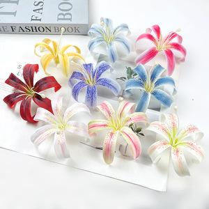 Tête de fleur de lys artificielle 10 cm en soie, kit de matériel pour décoration de mariage et épingles à cheveux DIY - Product Image 1