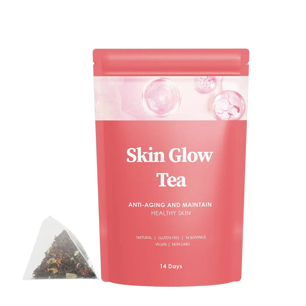 Skin Glow Tea 14 sachets de thé en nylon offre une protection antioxydante empêche le vieillissement cutané de combattre les oxydants propriétés de l'éclat de la peau