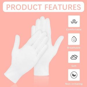 Gants de nuit doux pour le sommeil, hydratants pour l'eczéma, soin cosmétique pour la peau, lavables, extensibles, en coton blanc, pour mains sèches - Product Image 2