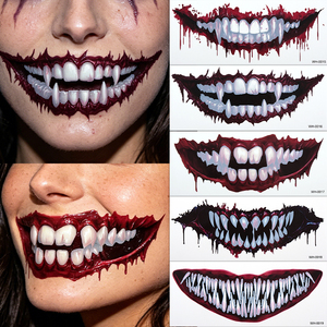 Custom Horror Mouth Smile Temporary <strong>Tattoo</strong> Factory Wholesale Realistic Scary <strong>Joker</strong> <strong>Tattoo</strong> for Cosplay - Product Image 3