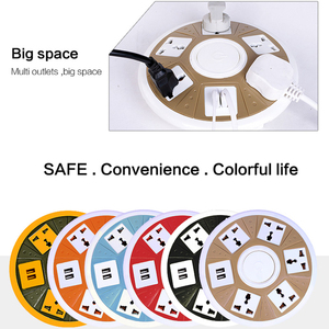 UFO phong cách vòng mở rộng ổ cắm 5 / 6 AC Ổ cắm điện 2 cổng USB 250V quá tải bảo vệ bảng điện - Product Image 4