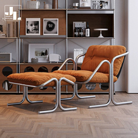 Chaise moderne et simple de loisirs pour salon avec repose-pieds Meubles de chaise longue en tissu avec cadre en métal pour chambre d'hôtel