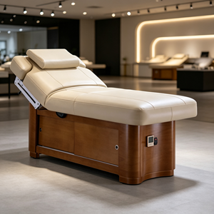 Modern Electric Spa Beauty Bed with Adjustable <b>Leg</b> Backrest Facial <b>Massage</b> Table Wooden Frame for Hotel Use - Product Image 4