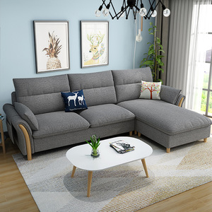Nordic Living Room Corner Fabric <b>Sofa</b> Removable Washable Latex Solid Wood Combination <b>Sofa</b> For <b>Small</b> Home - Product Image 2