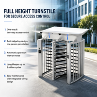 Torniquete de Altura Completa de Alta Seguridad de Acero Inoxidable con Control por Tarjeta RFID y Reconocimiento Facial, Barrera de Acceso Bidireccional con Protección IP55 >5