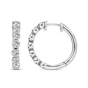 Boucles d'oreilles créoles en diamant de laboratoire taille ronde pour femme, couleur VVS VS EF, disponibles en argent sterling 925, or 10 carats, 14 carats, 18 carats - Product Image 5