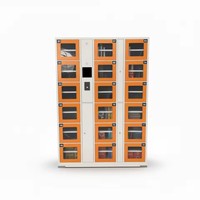 Casier de livraison de repas chauffant intelligent avec serrure électronique, porte transparente, durable, résistant à la rouille, conception en acier assemblée, montage au sol