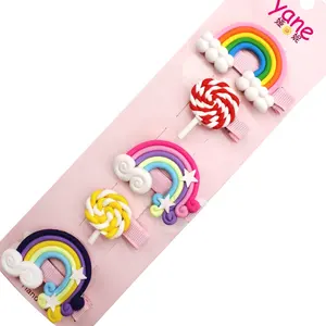 Clip di capelli per le Ragazze Caramelle Colorate Bambini Forcelle Del Bambino Della Clip Arcobaleno 5 Pcs Decorazione Dei Capelli 60 Set Su Misura un Set YA77-242 Yane