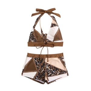 Nuevo Traje de Baño Bikini de Dos Piezas con Estampado de Leopardo, Sexy, con Tirantes Ajustables, Diseño de Escote Fruncido y Parte Inferior Plana - Product Image 5