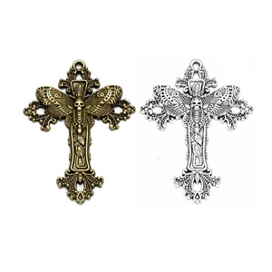 Colgante de Filigrana Gótica de Aleación de Zinc con Cruz de Mariposa de la Muerte, 51x37mm, Plata Antigua, para Collar de Halloween Temático de Brujería - Product Image 5