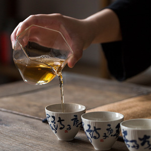 Hand Painted Porcelain Teacup <b>Set</b> With Poetry Design For Kung Fu <b>Tea</b> 6pcs Dehua Origin Round Shape Without Lid - Product Image 4