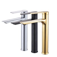 Robinet de lavabo moderne monotrou à monocommande en zinc chromé avec cartouche céramique et débit contrôlé