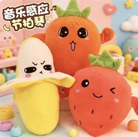 Mainan Musik Induksi Buah Kartun T, Boneka Pisang Stroberi Wortel Interaktif Sensorik Irama, Hadiah Edukatif Bayi