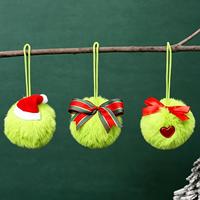 Pompon en fausse fourrure monstre vert 6/8 cm, boule de Noël moelleuse pour chapeau d'elfe, décoration de fête, vente en gros