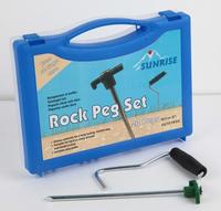Rock 56707BOX Ensemble d'accessoires de camping en plein air 20PK Piquets de tente en acier dans un étui de transport pour les activités de plein air