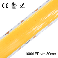 5 rangées couleur unique 1600LEDS 30mm COB LED STRIP IP20 LED Flex COB STRIP DC24V 40W 3000K COB LIGHT STRIP pour lumières commerciales