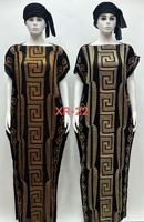 Vente en gros en stock : Vêtements Kanga africains, Robe Abaya, Mode estivale, Dashiki noir brodé plissé, Boubou, Petit foulard