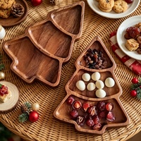 Plateau de service jetable à 3 compartiments en forme de sapin de Noël pour bonbons, noix et snacks – Vaisselle de fête pour la table de Noël
