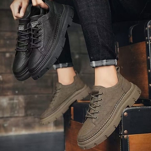 Modernos Zapatos de Trabajo Negros para Hombre, Zapatillas Deportivas Casuales de Cuero PU, Ligeras - Product Image 5