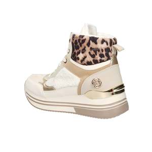 Zapatillas Deportivas para Mujer Laura Biagiotti, Color Beige, Plataforma Alta con Detalles de Leopardo - Product Image 3