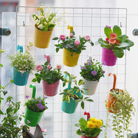 Couleur claire série métal fer petit seau suspendu pot de fleur taille personnalisée