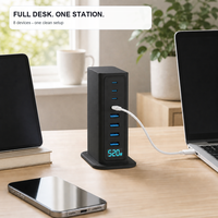 Chargeur USB C 520W, Hub de bureau GaN 8 ports, 4C PD100W 4A QC30W, Affichage intelligent, Charge rapide pour ordinateur portable, CE