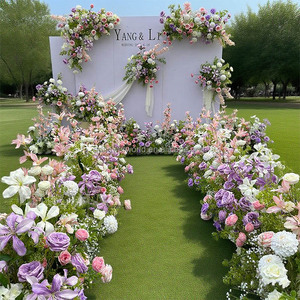 Arrangement floral Austin violet rose de style chaud ensembles de mariage décoration de fond de fleur artificielle - Product Image 4