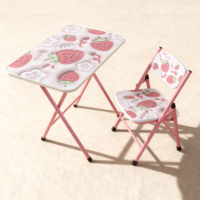 Bureau d'étude et table à manger pliables et réglables avec chaise et rangement, structure métallique durable