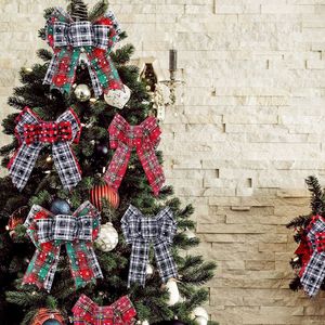 LINGKAI <b>Red</b> Black Tartan Linen Snowflake Buffalo Plaid Wired Christmas <b>Ribbon</b> for Xmas Gift Wrapping - Product Image 4