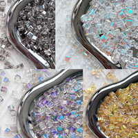 Perles en verre carrées YWJC Crystal Highlight 6 mm, perles en cristal AB facettées pour la fabrication de colliers, accessoires DIY