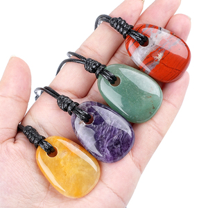 Collar de Moda con Piedra Curativa de Cristal Natural en Forma de Gota de Agua, Hecho a Mano, Pulido, con Cadena de Cuerda Ajustable, Regalo de <span class=keywords><strong>Boda</strong></span> - Product Image 1