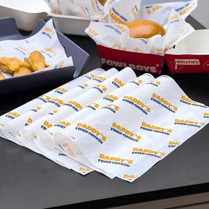Papel de Envolver Personalizado con Recubrimiento de PE de Grado Alimenticio, Antigrasa, para Hamburguesas, Pan, Pizza, Aperitivos, Delicatesen, Tostadas Desechables - Product Image 1