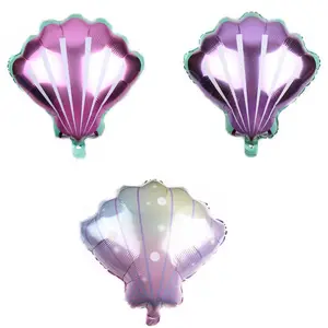 52*54cm Mermaid Theme Shell Purple Scallop Foil Balloon Shell Helium Balloons for Kids Birthday Decoration Ocean Party Supplies