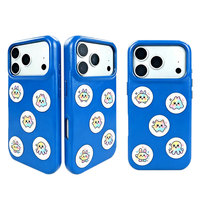 Coque arrière tendance en cuir PU avec patch dessin animé pour iPhone 15 Pro – Style intemporel, cadre de caméra surélevé, ajustement fin et parfait, protection optimale