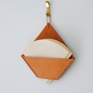Japanese and Korean minimalist style <b>coffee</b> <b>filter</b> paper storage bag, PU leather fan-shaped <b>filter</b> paper holder, pour-over - Product Image 5