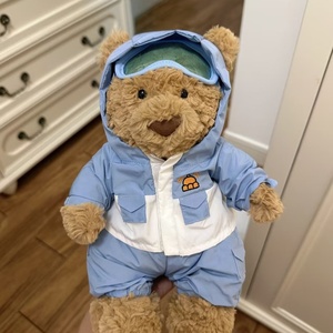 Ours en peluche personnalisé <span class=keywords><strong>bleu</strong></span> avec capuche, jouet en peluche doux, poupée en peluche, cadeau pour bébé, fabricant de peluches promotionnelles, vente en gros - Product Image 3