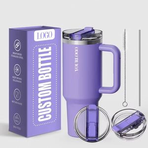 Gobelet isotherme en acier inoxydable de 40 oz avec poignée, tasse à café chaude avec logo personnalisable, thermos portable - Product Image 1