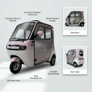 <span class=keywords><strong>Triciclo</strong></span> Eléctrico Compacto de Baja Velocidad Fabricado en China, Vehículo Eléctrico Cerrado de Dos Puertas y Tres Asientos, Scooter Eléctrico para Adultos - Product Image 4