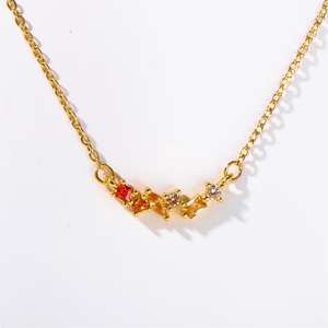 DUYIZHAO Collier européen et américain tendance en cuivre plaqué or véritable avec zircon géométrique douze mois <span class=keywords><strong>de</strong></span> <span class=keywords><strong>naissance</strong></span> en pierre pour femme cadeau - Product Image 4