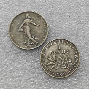 1903,1906,1914-C,1900 Frankrijk 1 Franc Semeuse, Parijs antieke stijl herdenkingsmunten, geschenken, woondecoratie - Product Image 4