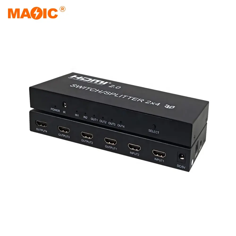 2.0 สวิตช์ Hdmi Splitter ตัวแปลงวิดีโอ 2x4 2 อินพุต 4 เอาต์พุตสวิตช์ Hdmi 4k 60hz สวิตช์ Hdmi