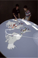 Table interactive tactile à grand écran avec capteur laser, affichage numérique, table artistique pour exposition muséale